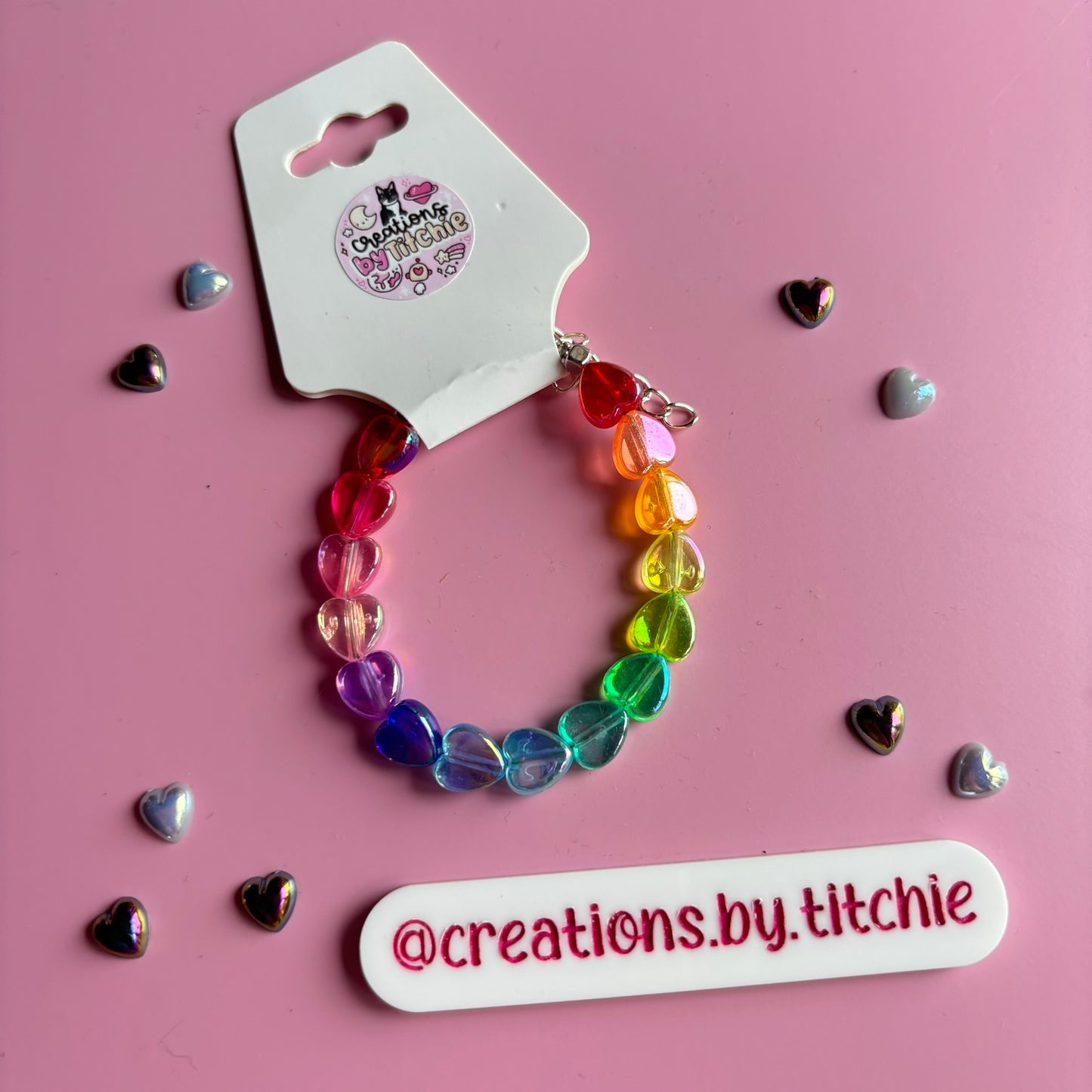 Bracelet - Translucent Rainbow Hearts