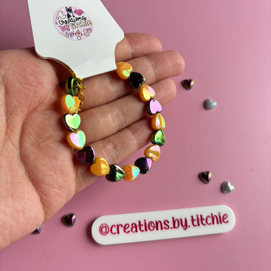 Bracelet - Black and Orange Hearts