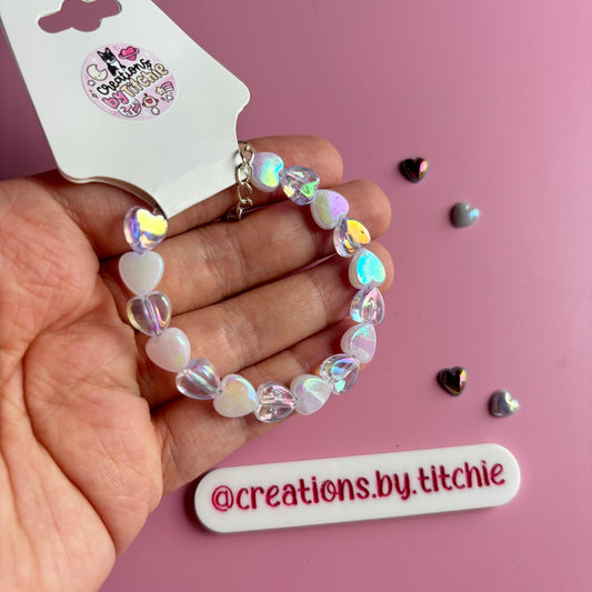 Bracelet - White and Clear Hearts