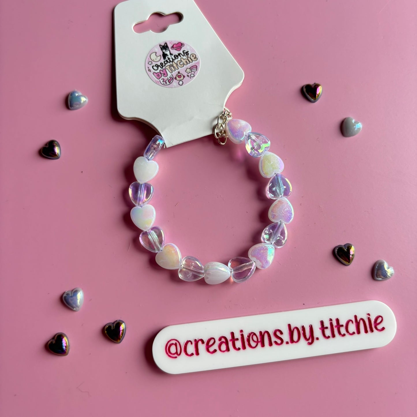 Bracelet - White and Clear Hearts