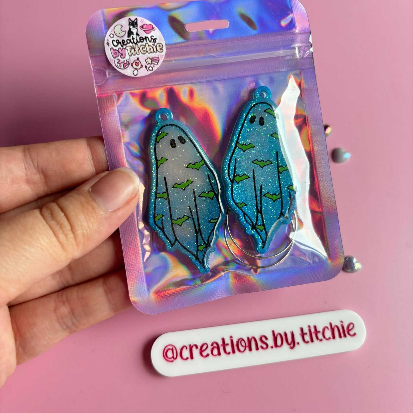 Blue Bat Ghosties Earrings