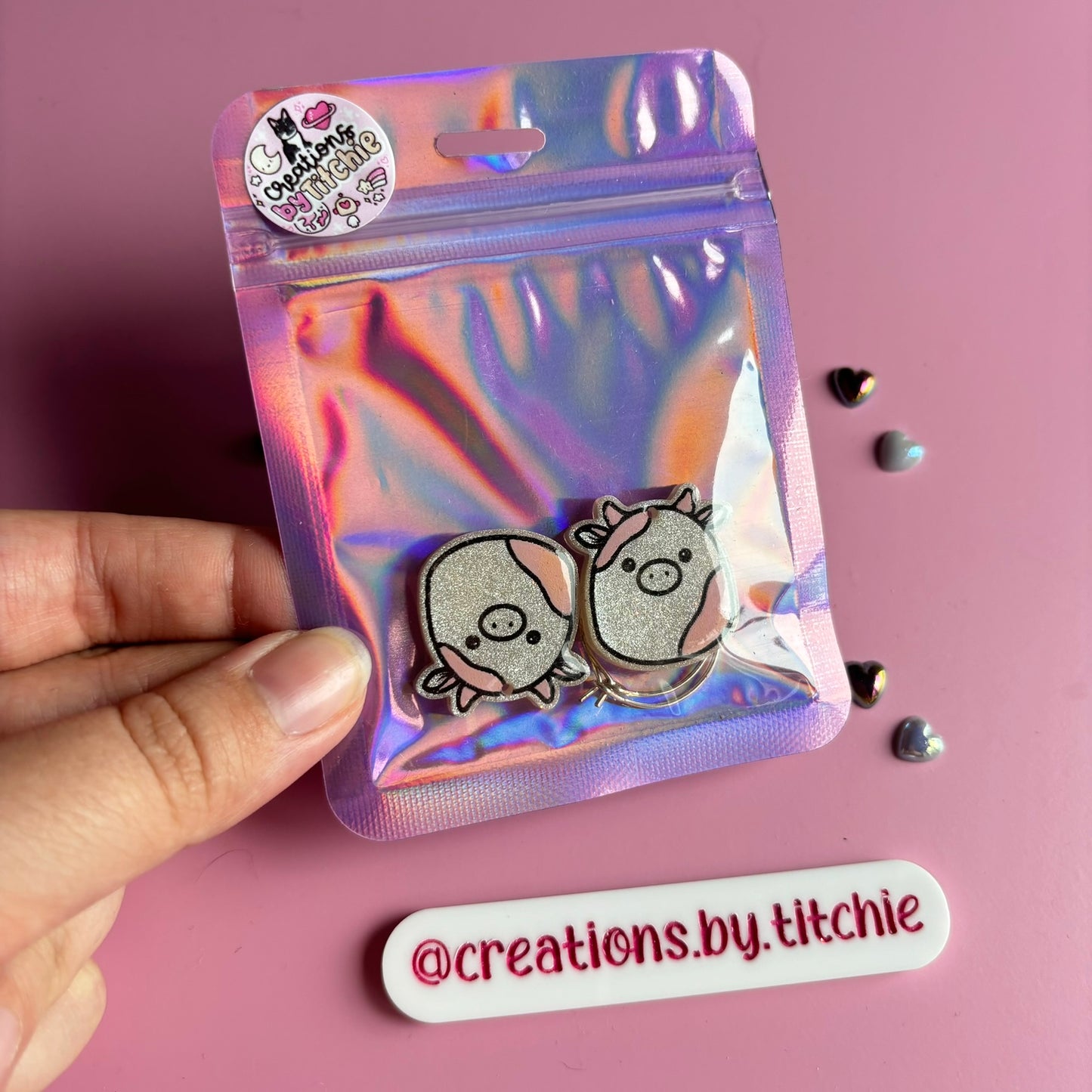 Pink Cow Squishie Earrings