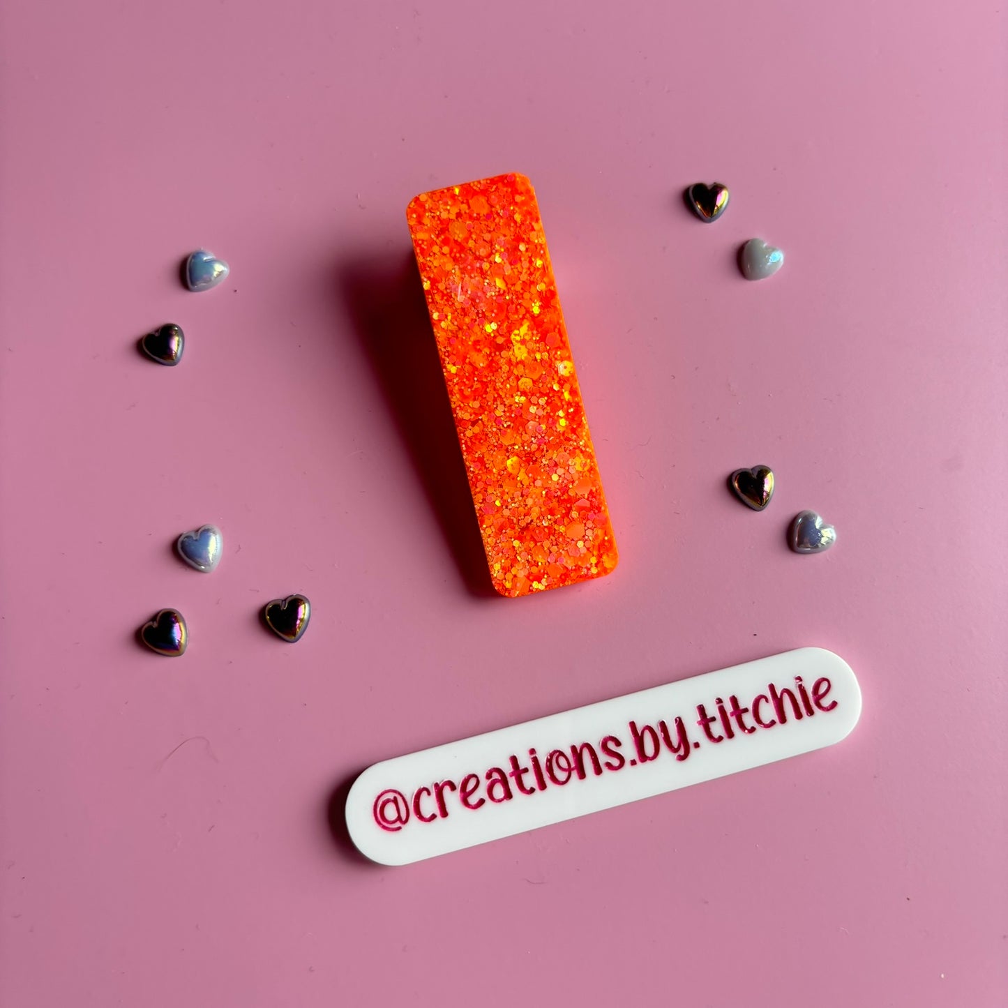 Hair Clip - Holographic Orange Rectangle