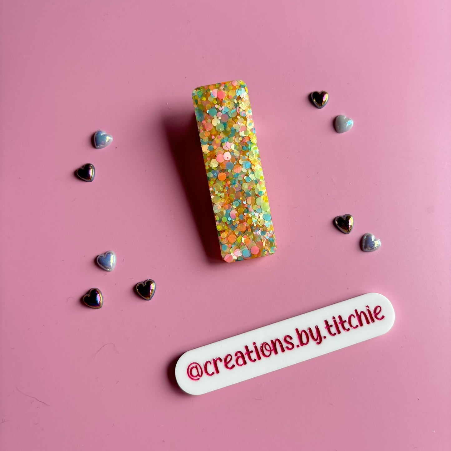 Hair Clip - Mixed Spotty Holographic Rectangle