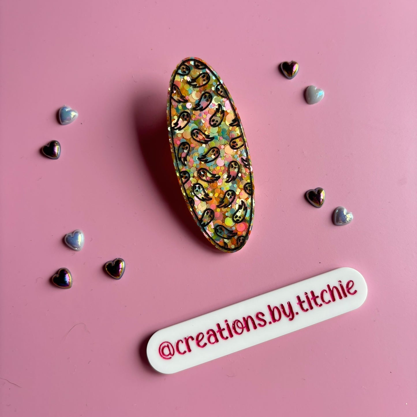 Hair Clip - Multi Coloured Ghosts