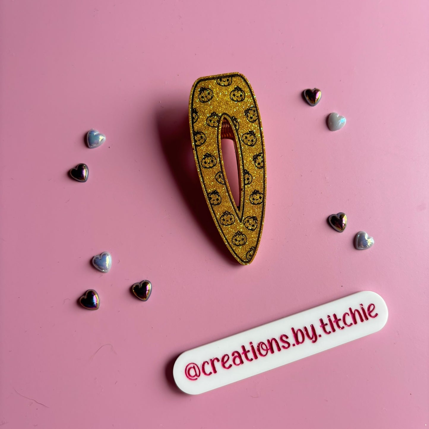 Hair Clip - Gold Pumpkins Tear Drop