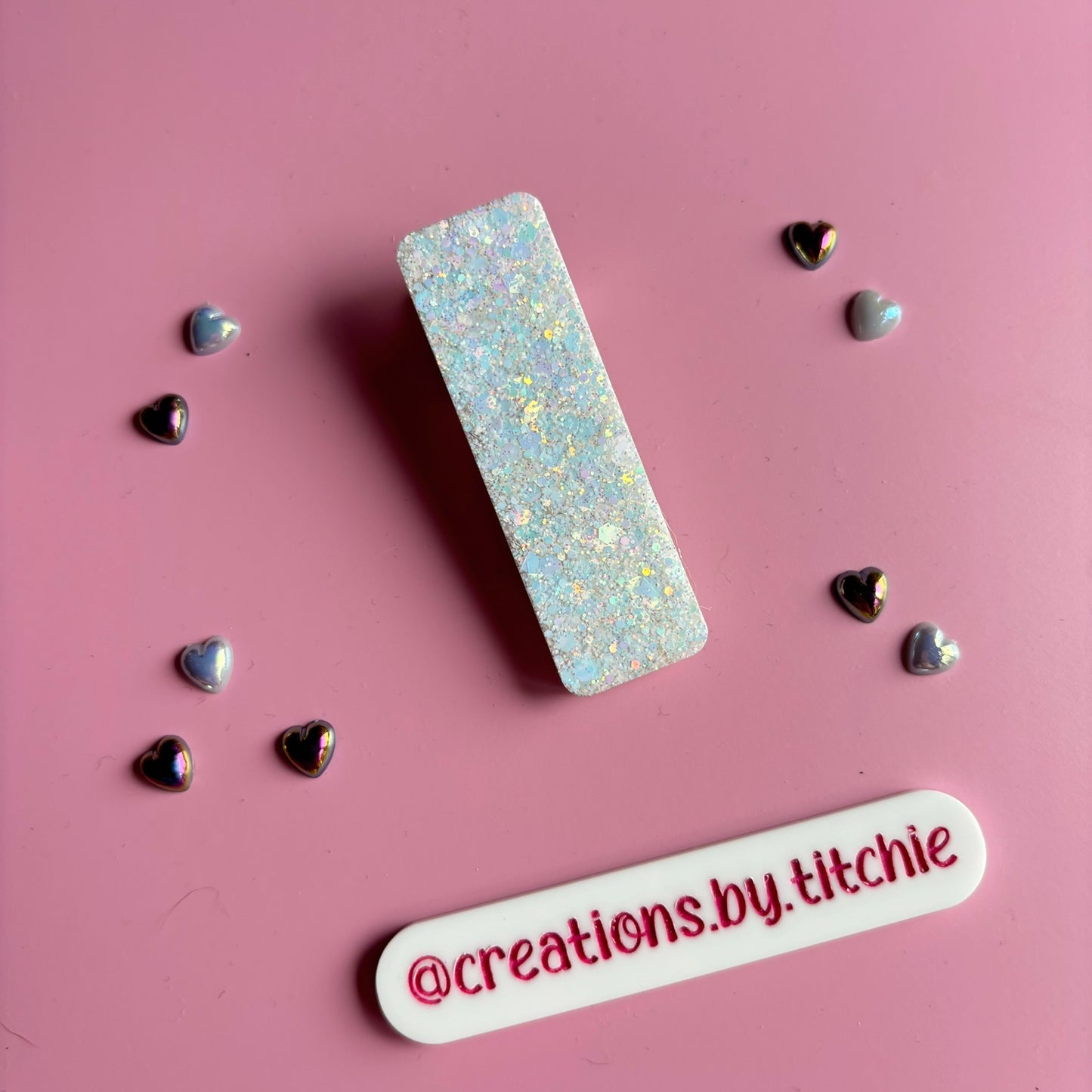 Hair Clip - Holographic White Rectangle