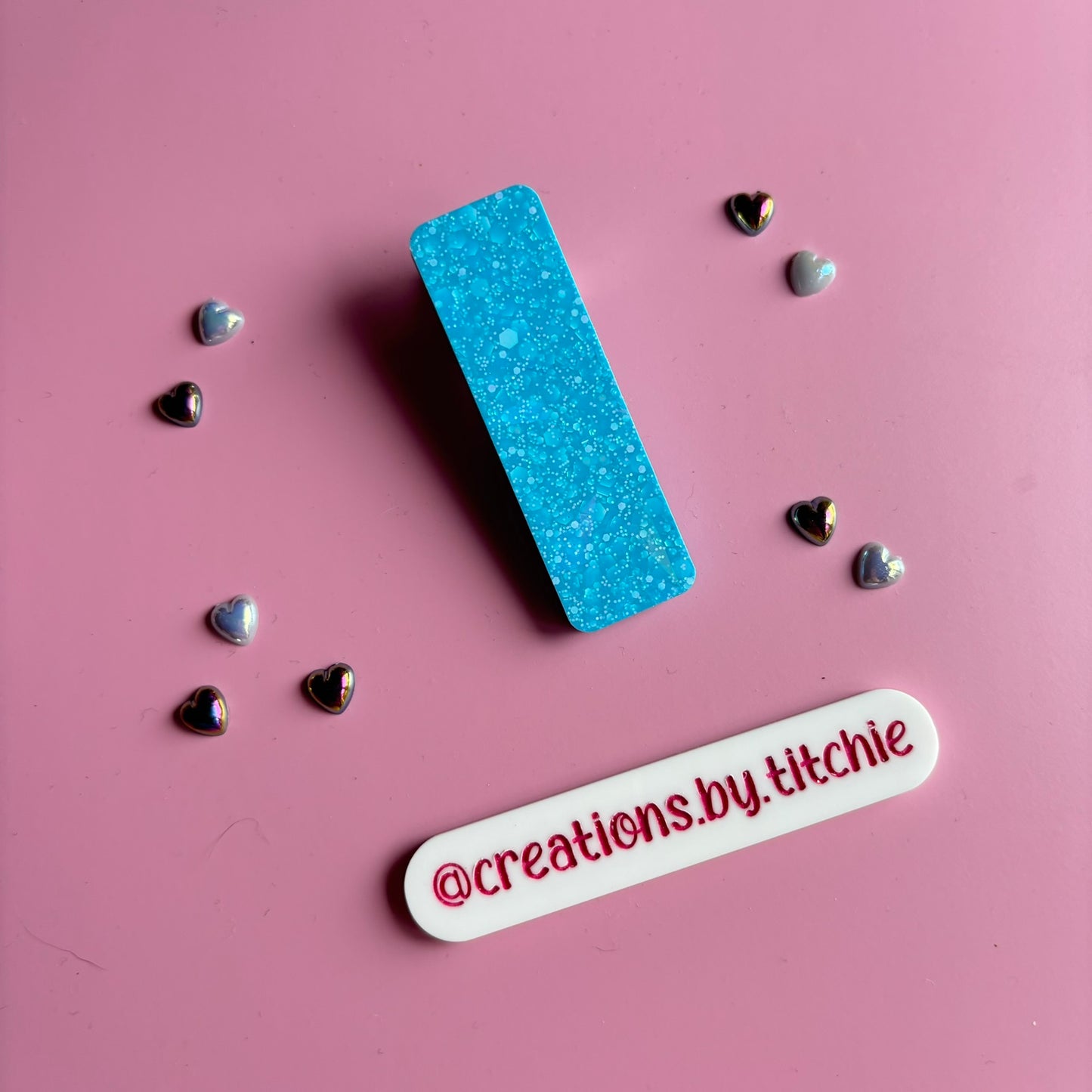 Hair Clip - Holographic Blue Rectangle