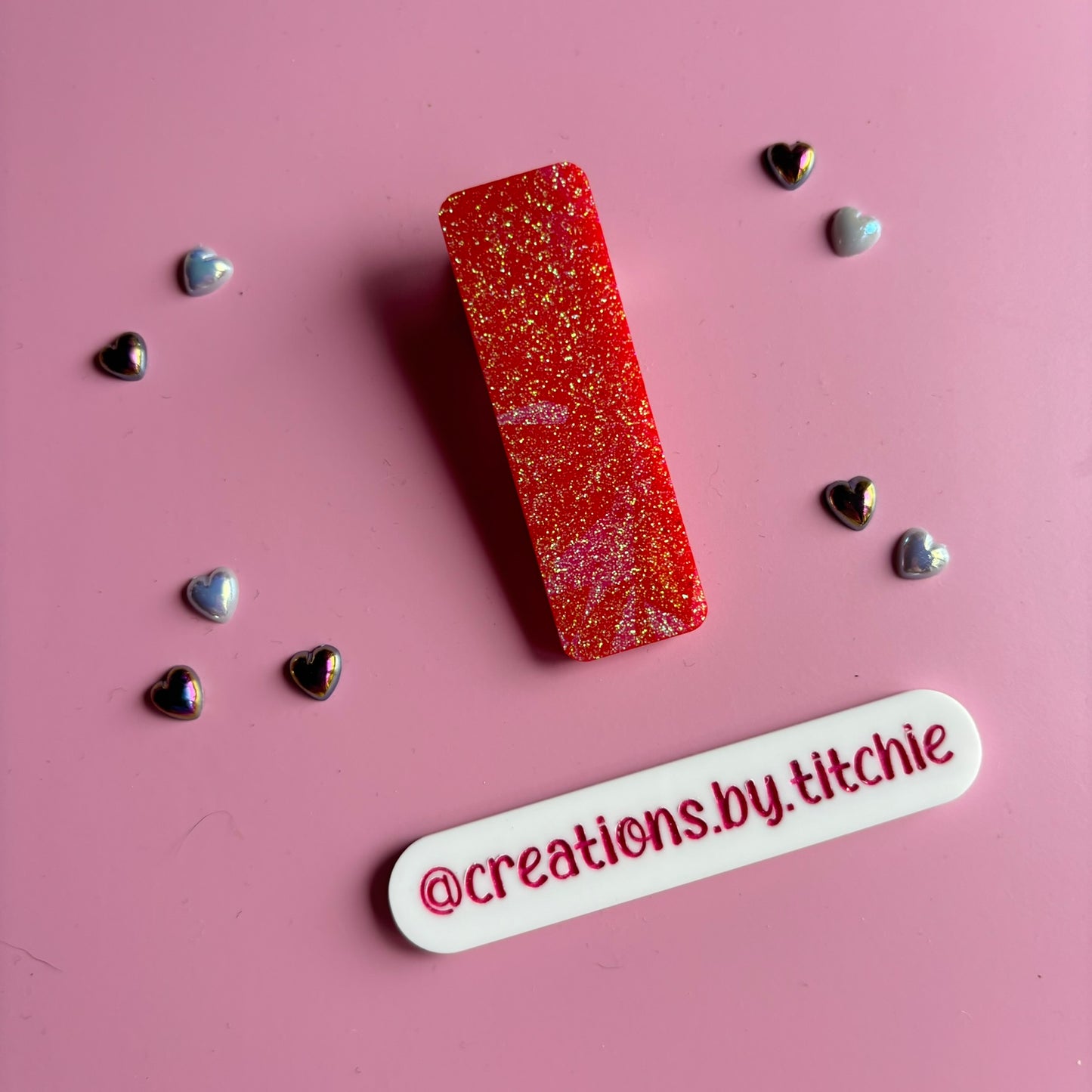 Hair Clip - Holographic Red Rectangle