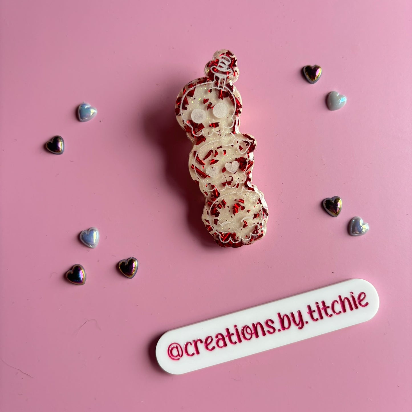 Hair Clip - Red and White Spooky Skulls