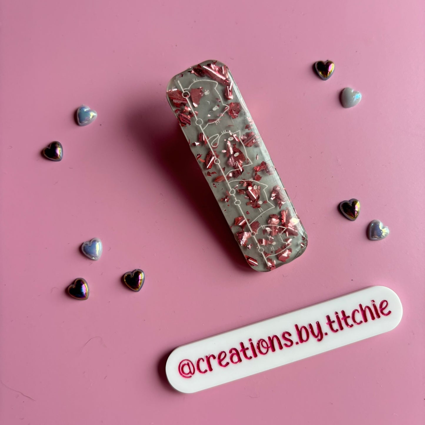 Hair Clip - Grey and Rose Gold Cats