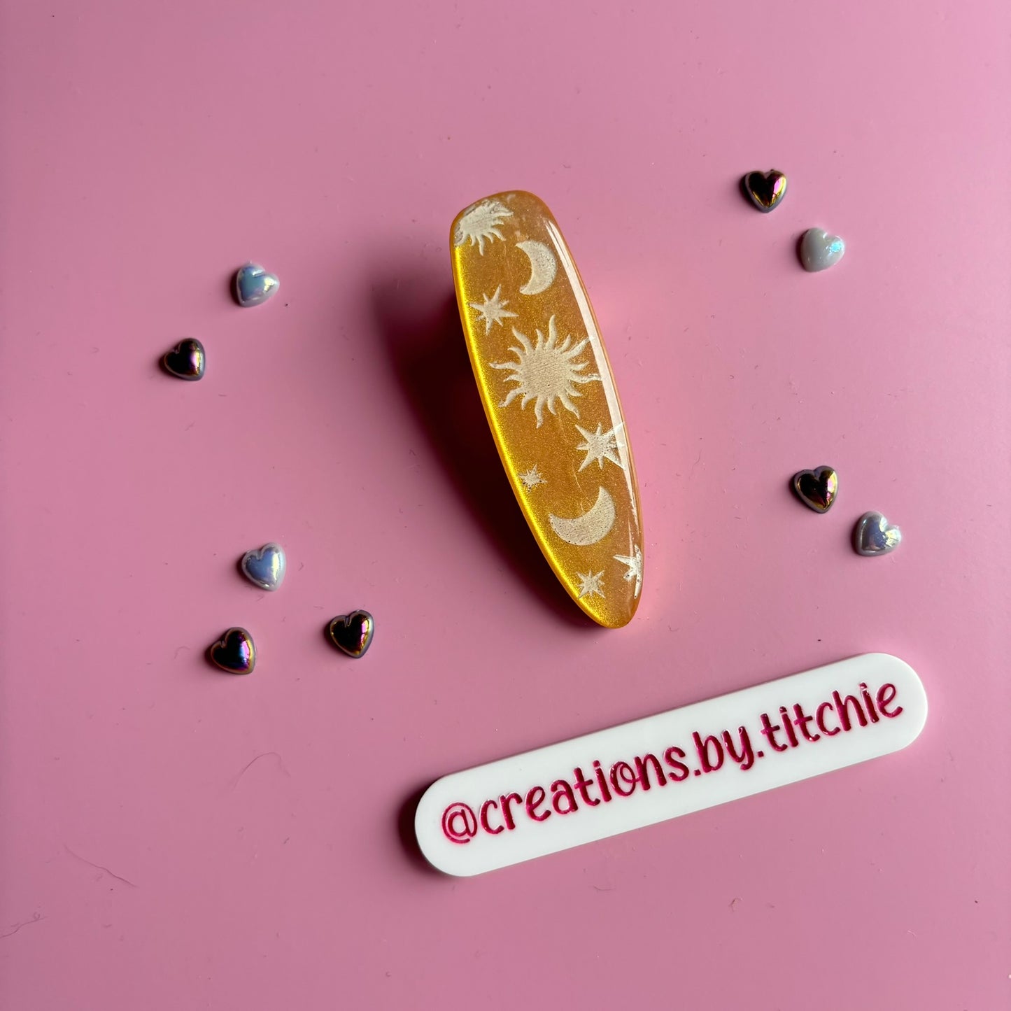 Hair Clip - Gold Celestial Sun and Moon
