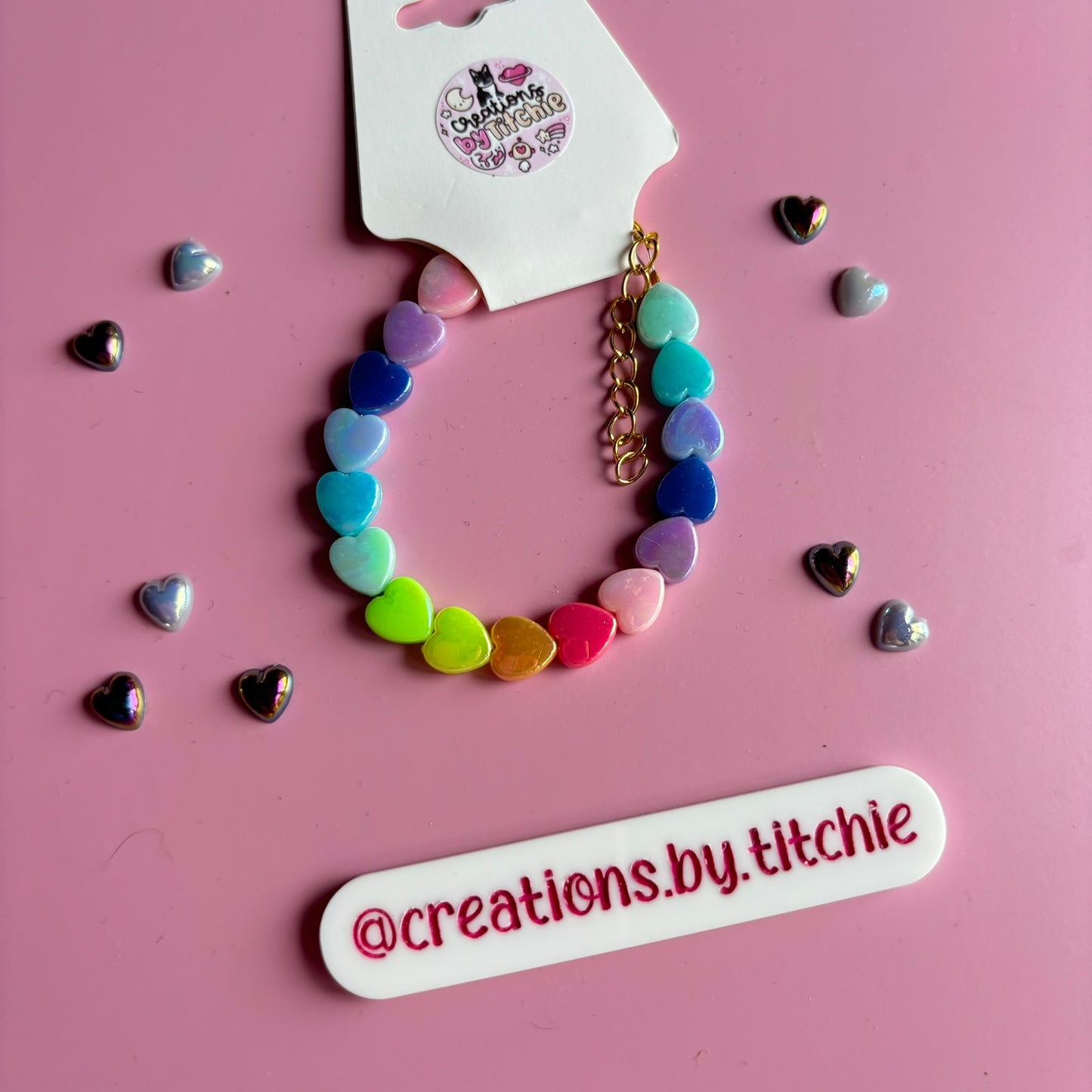 Bracelet - Opaque Iridescent Hearts