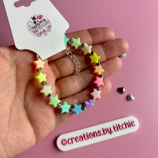 Bracelet - Pastel Star and Silver Rainbow