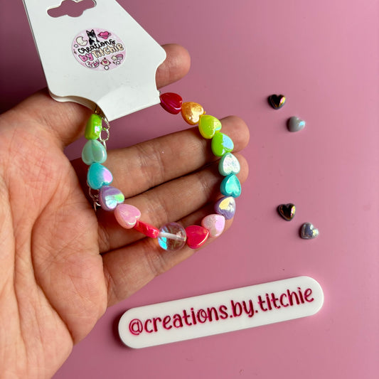 Bracelet - Opaque Pastel Rainbow Hearts