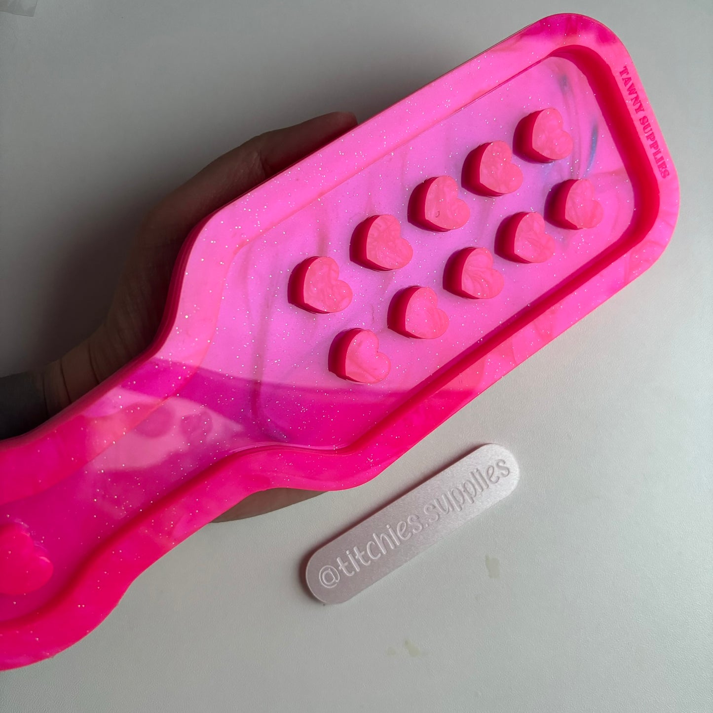 Large Double Heart Paddle Mould, 5mm Thick