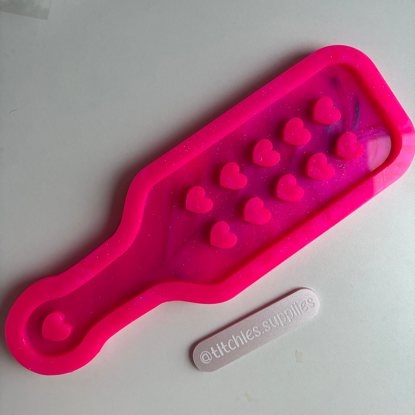 Large Double Heart Paddle Mould, 5mm Thick