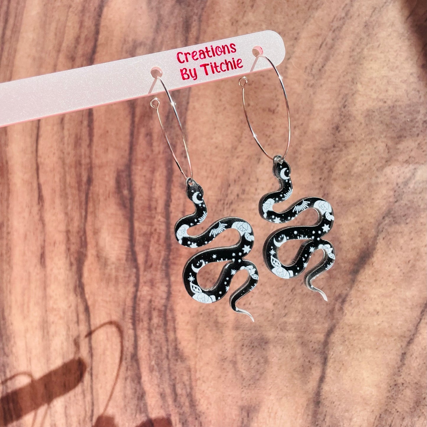 Acrylic Snake Earrings - Black