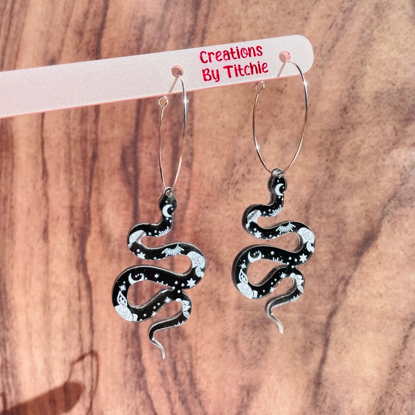 Acrylic Snake Earrings - Black