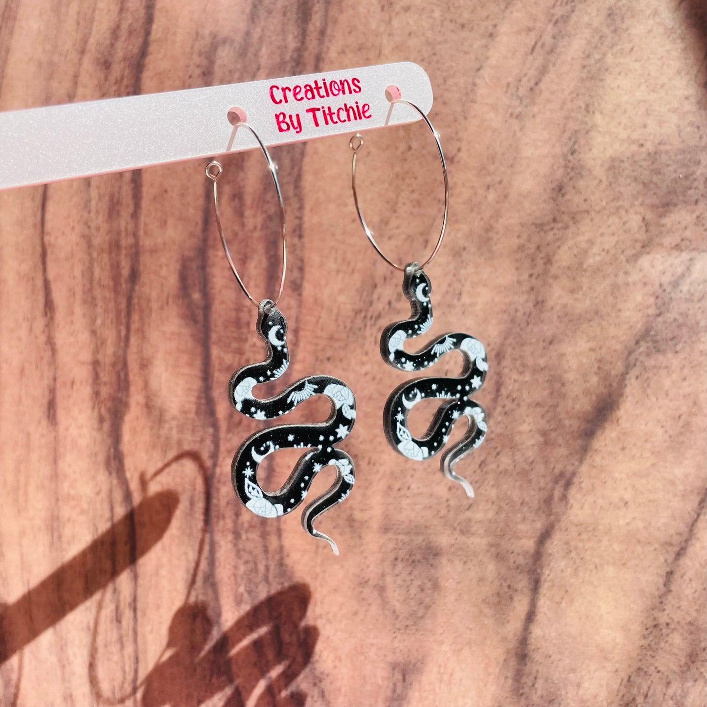Acrylic Snake Earrings - Black