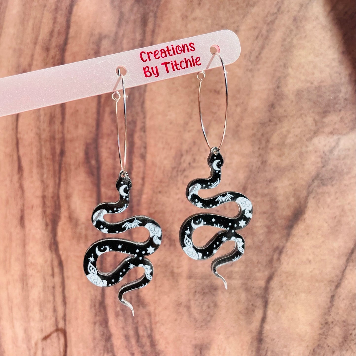 Acrylic Snake Earrings - Black