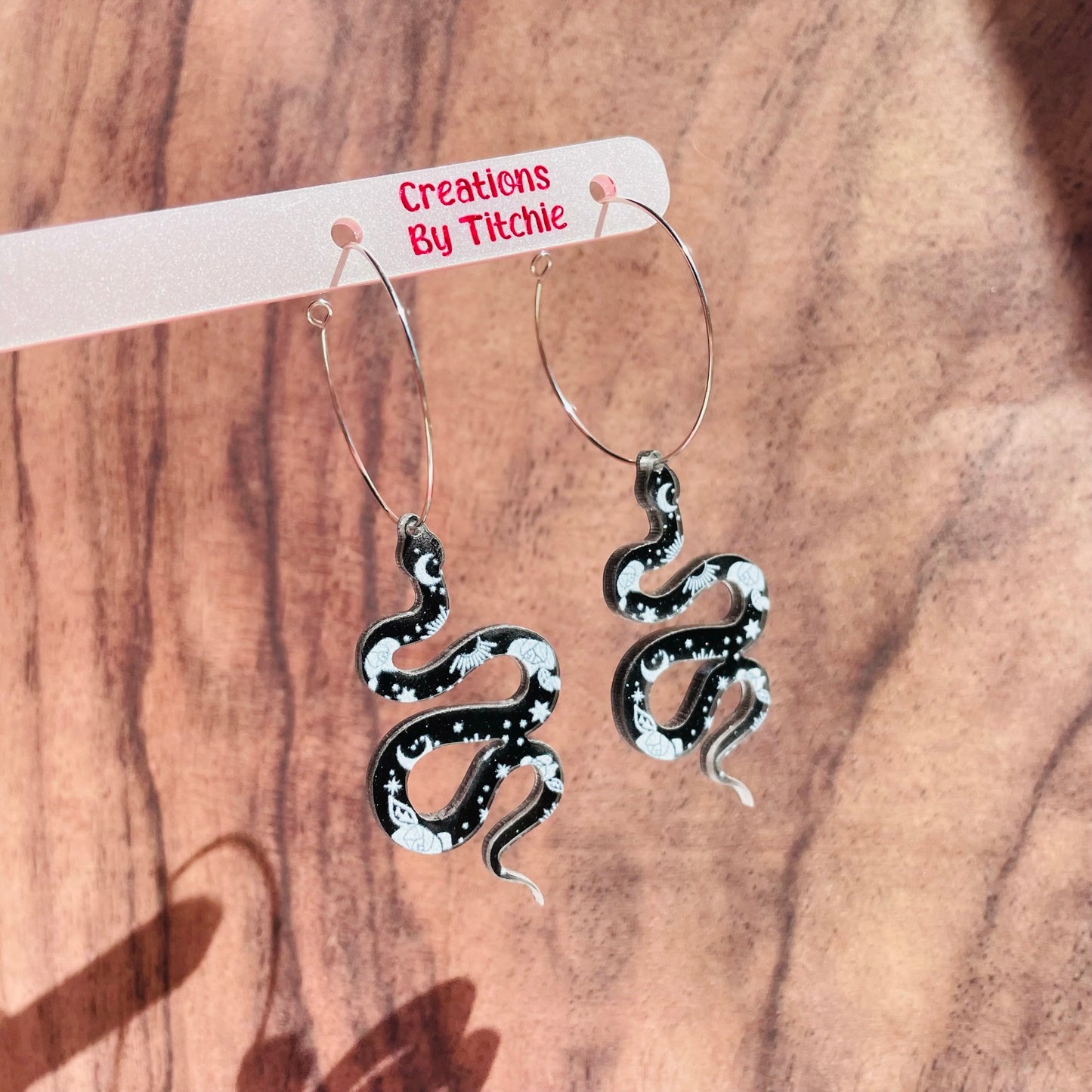 Acrylic Snake Earrings - Black