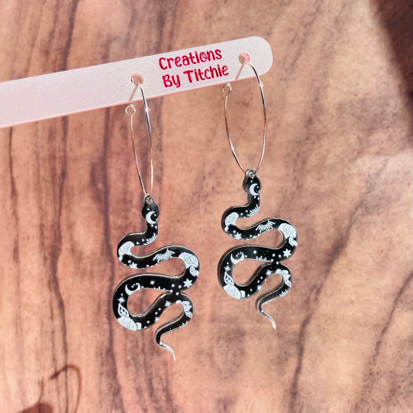Acrylic Snake Earrings - Black