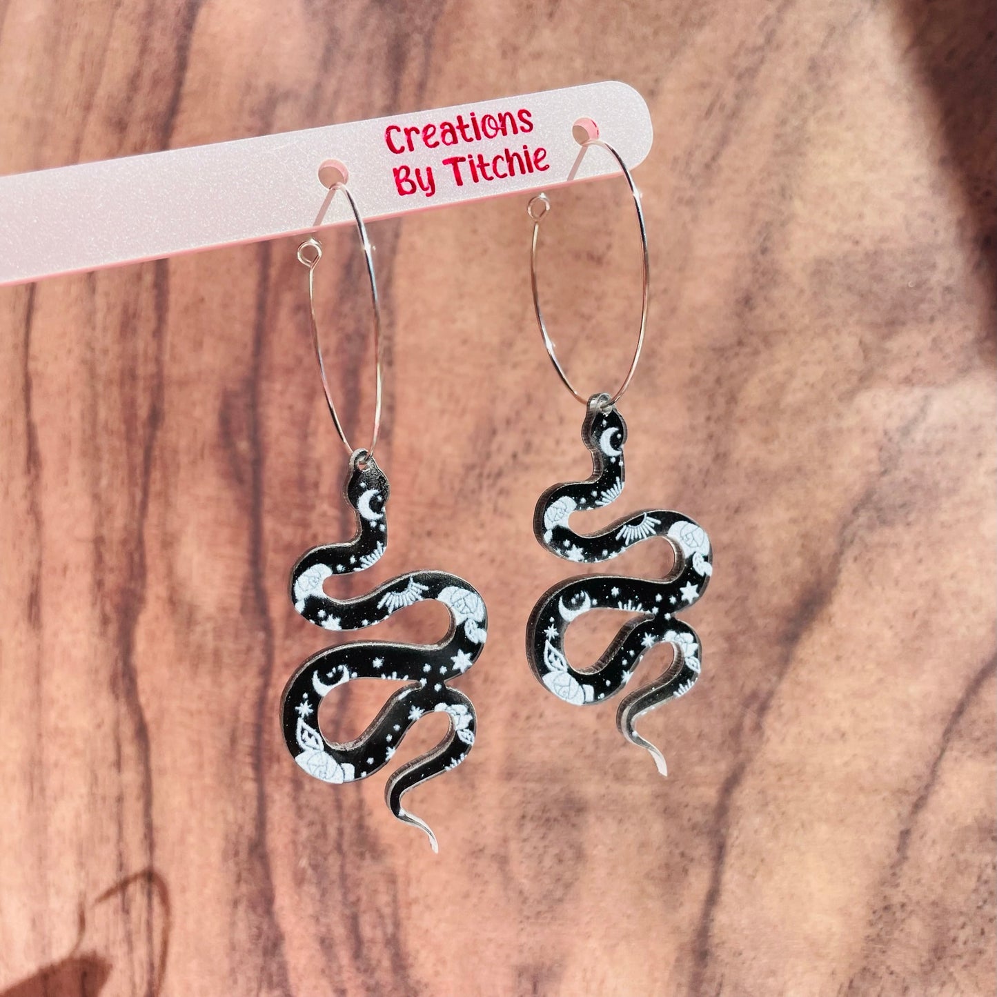 Acrylic Snake Earrings - Black