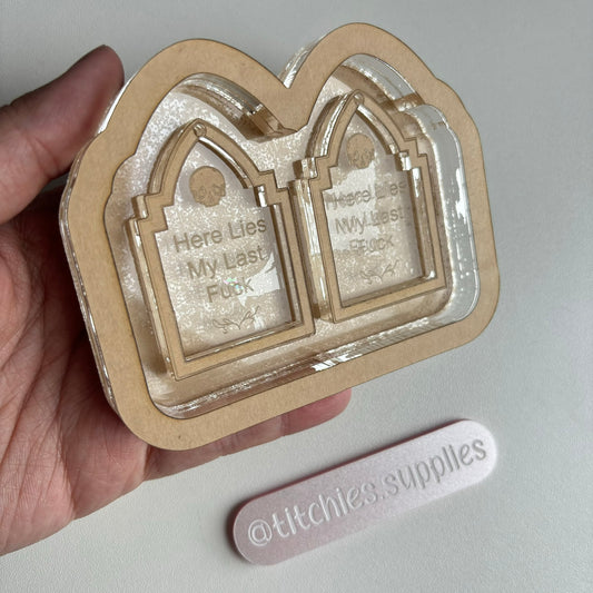 2 Layer "Here lies my last fuck" Earring Mould
