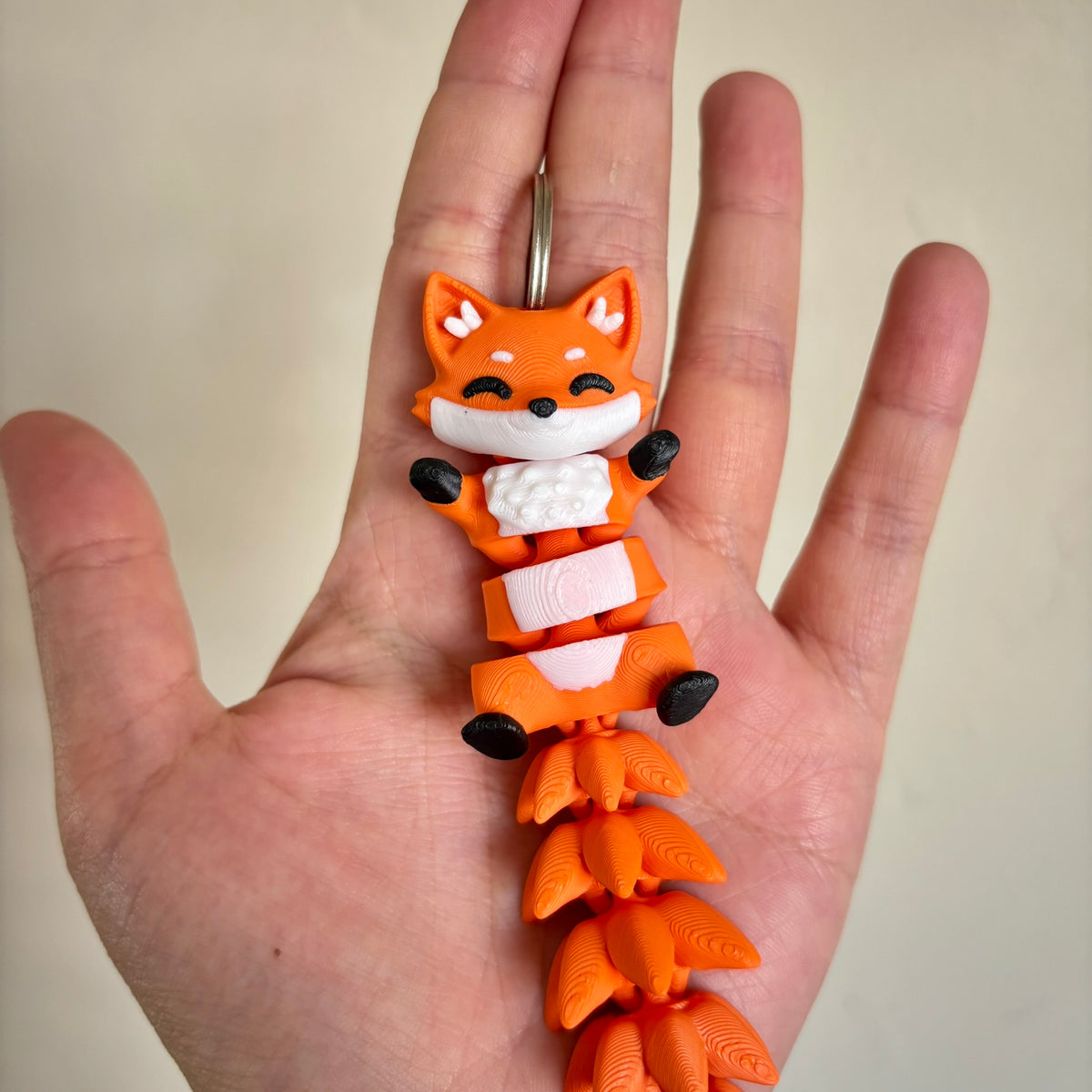 Red Fox Fluffy Tails Keyring