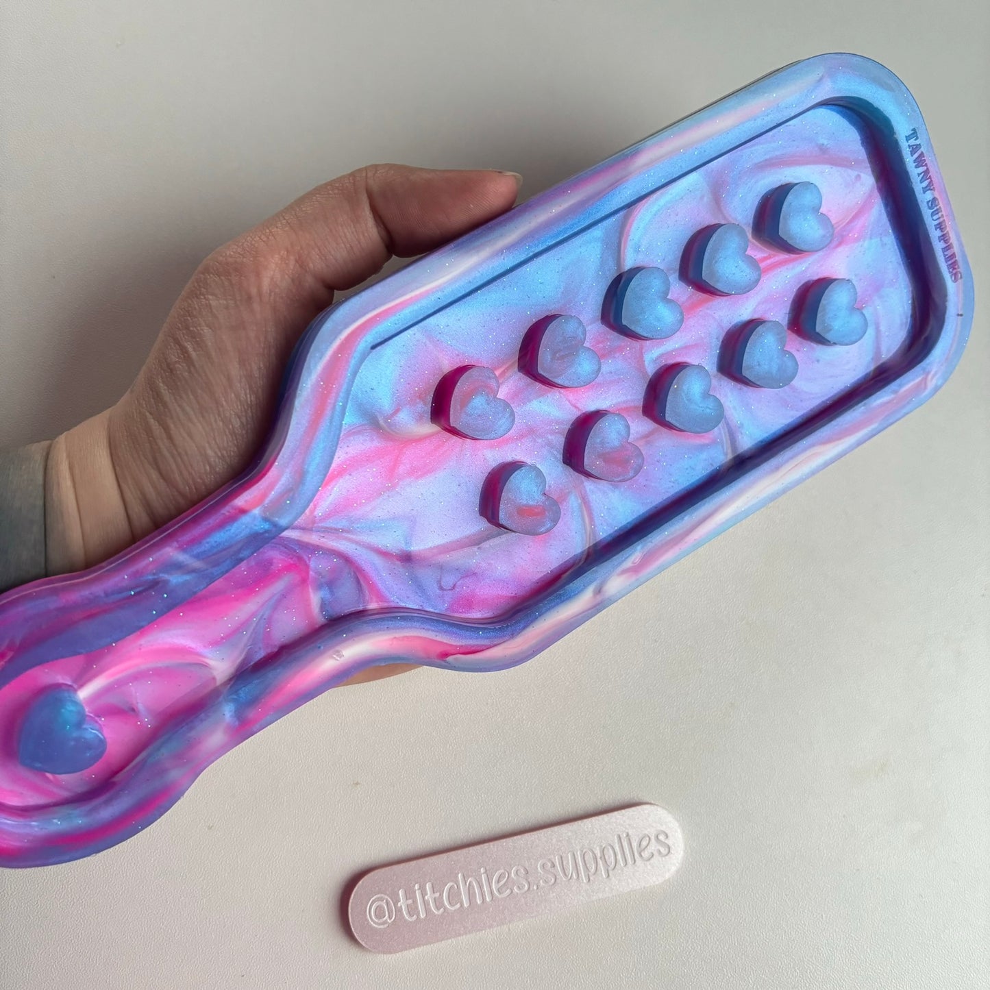 Large Double Heart Paddle Mould, 5mm Thick