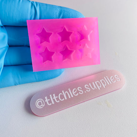 Set of 6 x 1cm Studs/Shaker Fillers Mould - Plain Stars