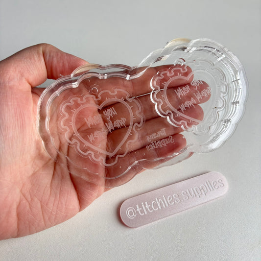 Wish You Were Weird Frilly Heart Earring Mould