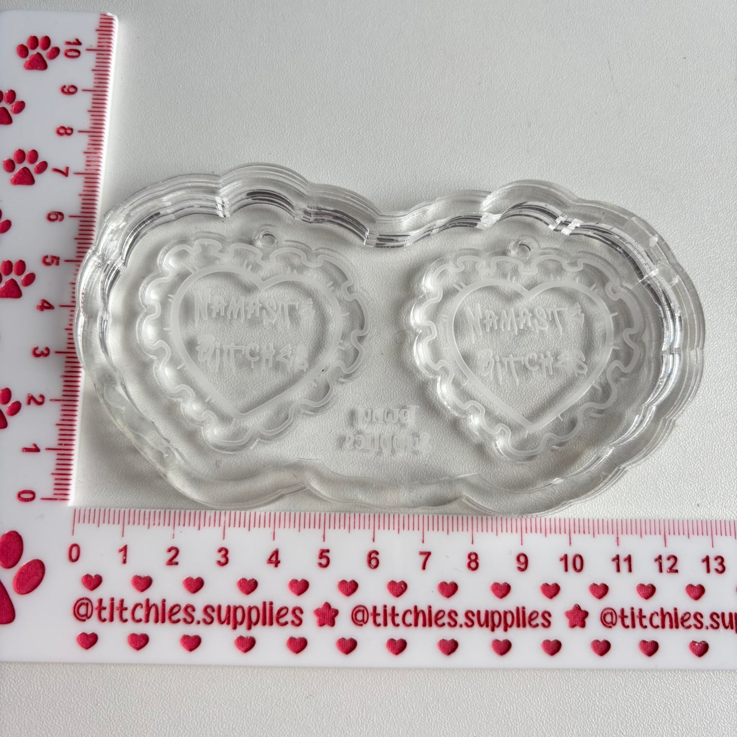 Namaste Bitches Frilly Heart Earring Mould