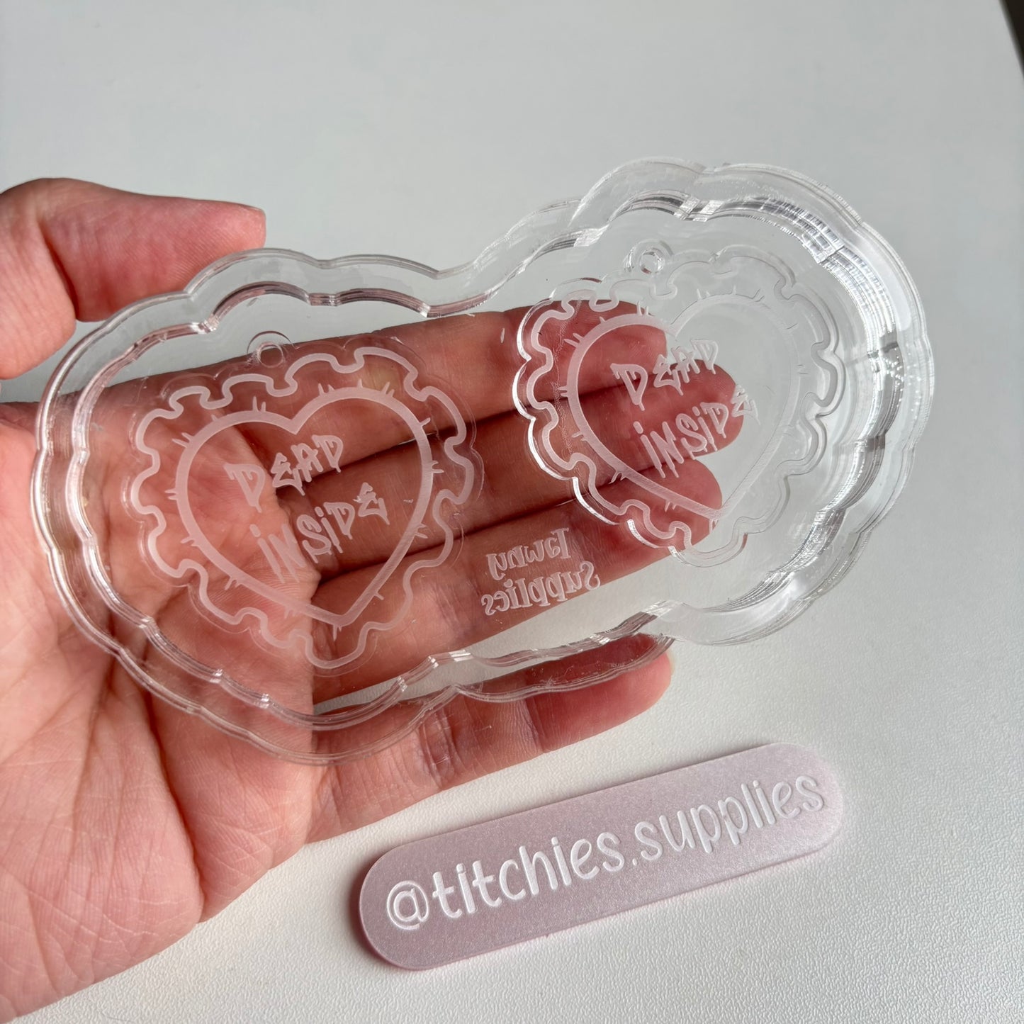 Dead Inside Frilly Heart Earring Mould