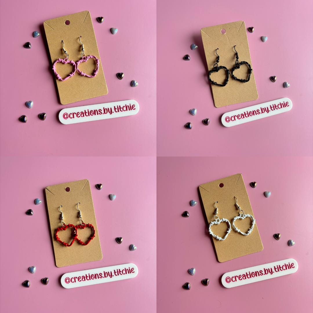 Barbed Wire Heart Earrings