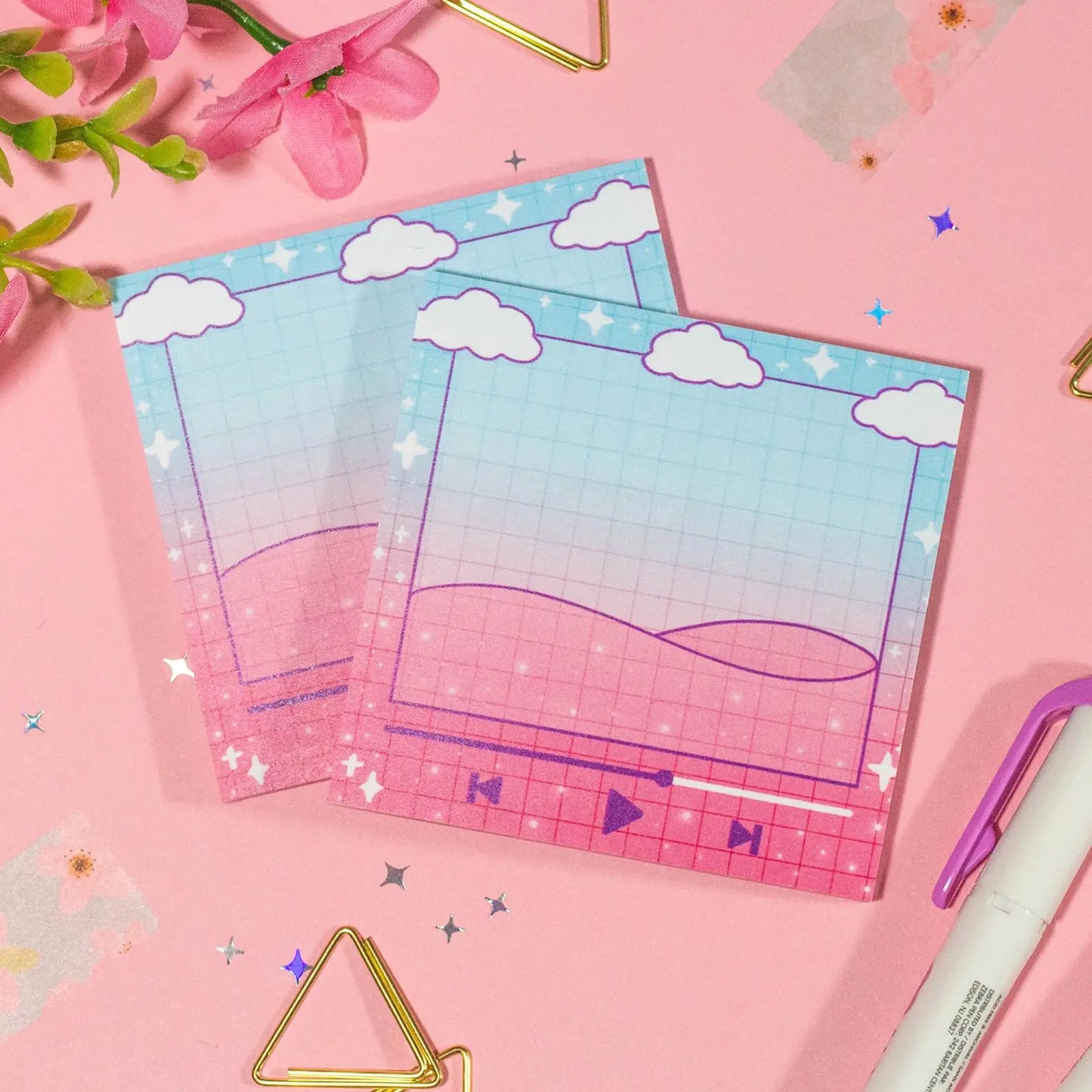 Unicorn Eclipse - Blue/Pink Music Player Sticky Notes