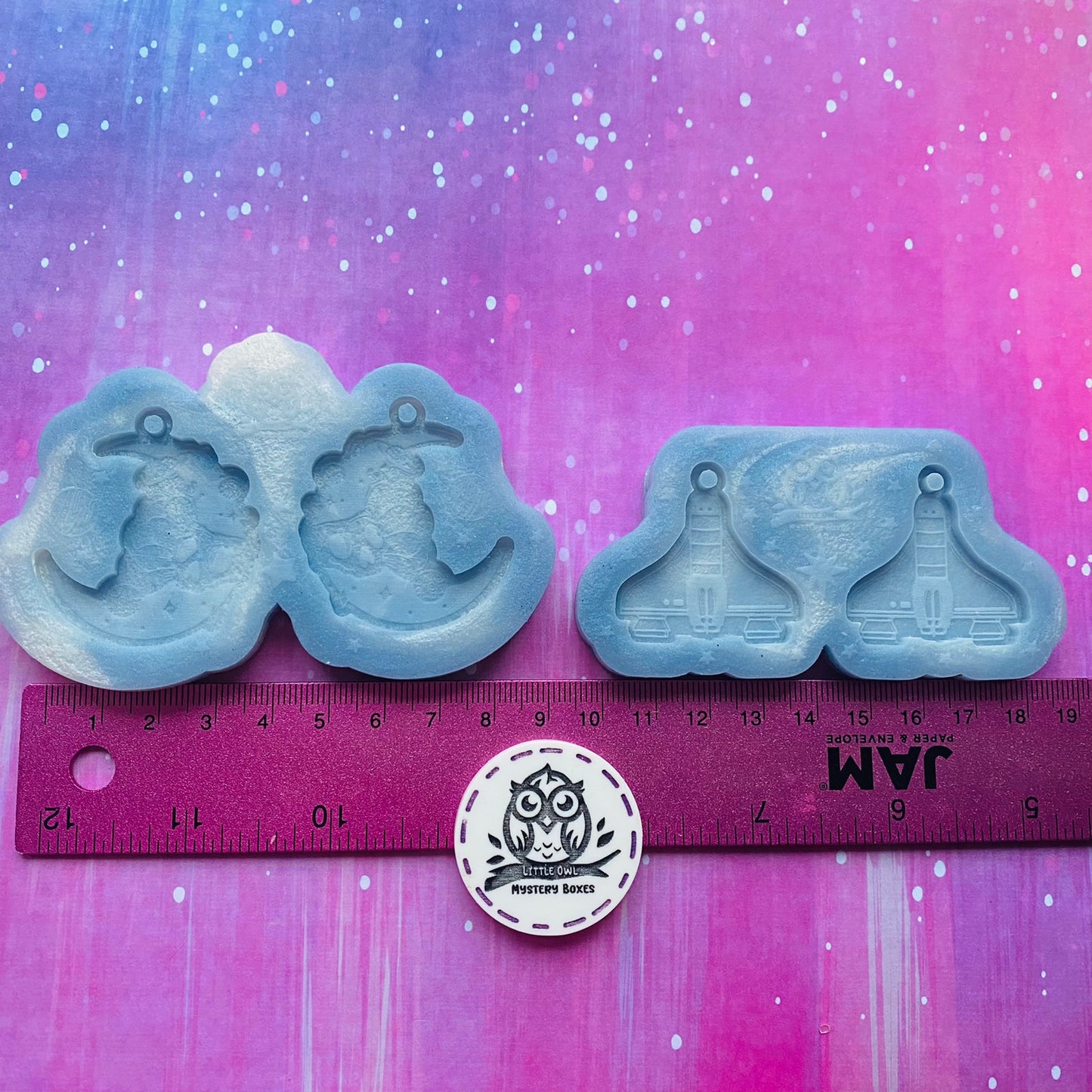 Little Owl Mould - Galaxy Space Earrings