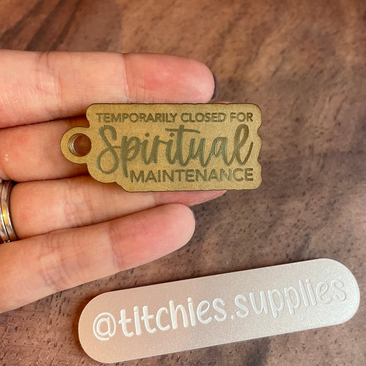 Closed For Spiritual Maintenance Keyring Mould, 6mm Thick