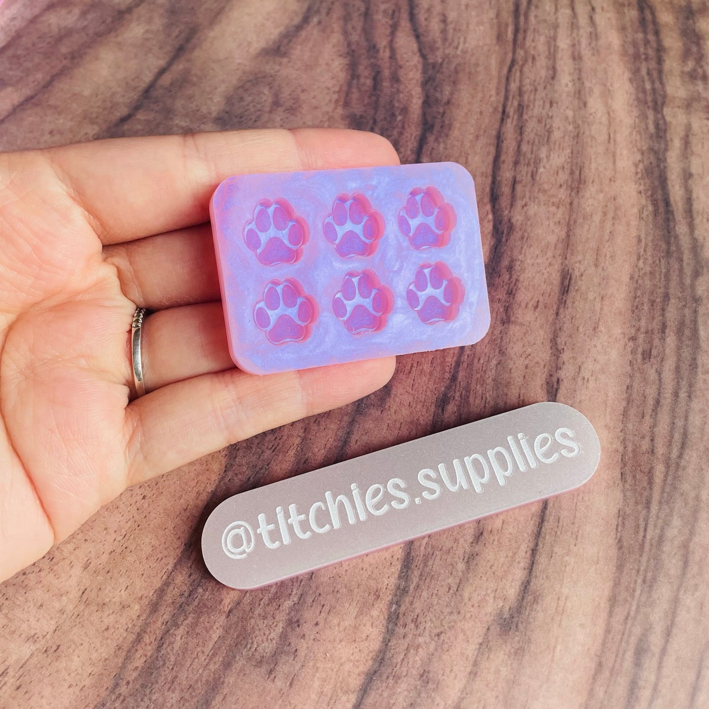 Set of 6 x 1cm Studs/Shaker Fillers Mould - Paw