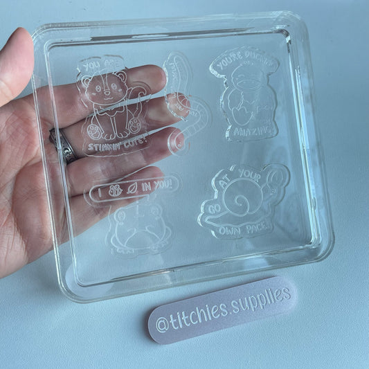 Cute Quote Animals Mould, 5mm Thick
