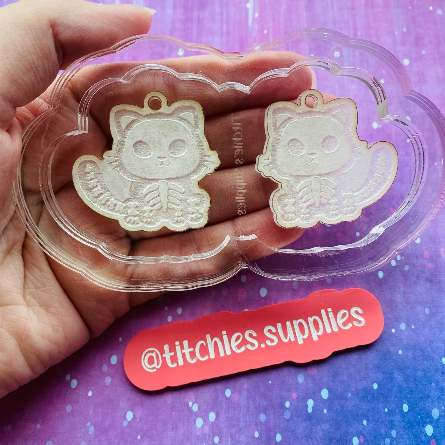 Skeleton Cat Earring Mould