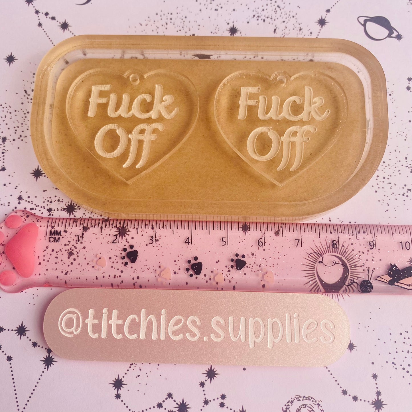 Fuck Off Heart Earring Mould