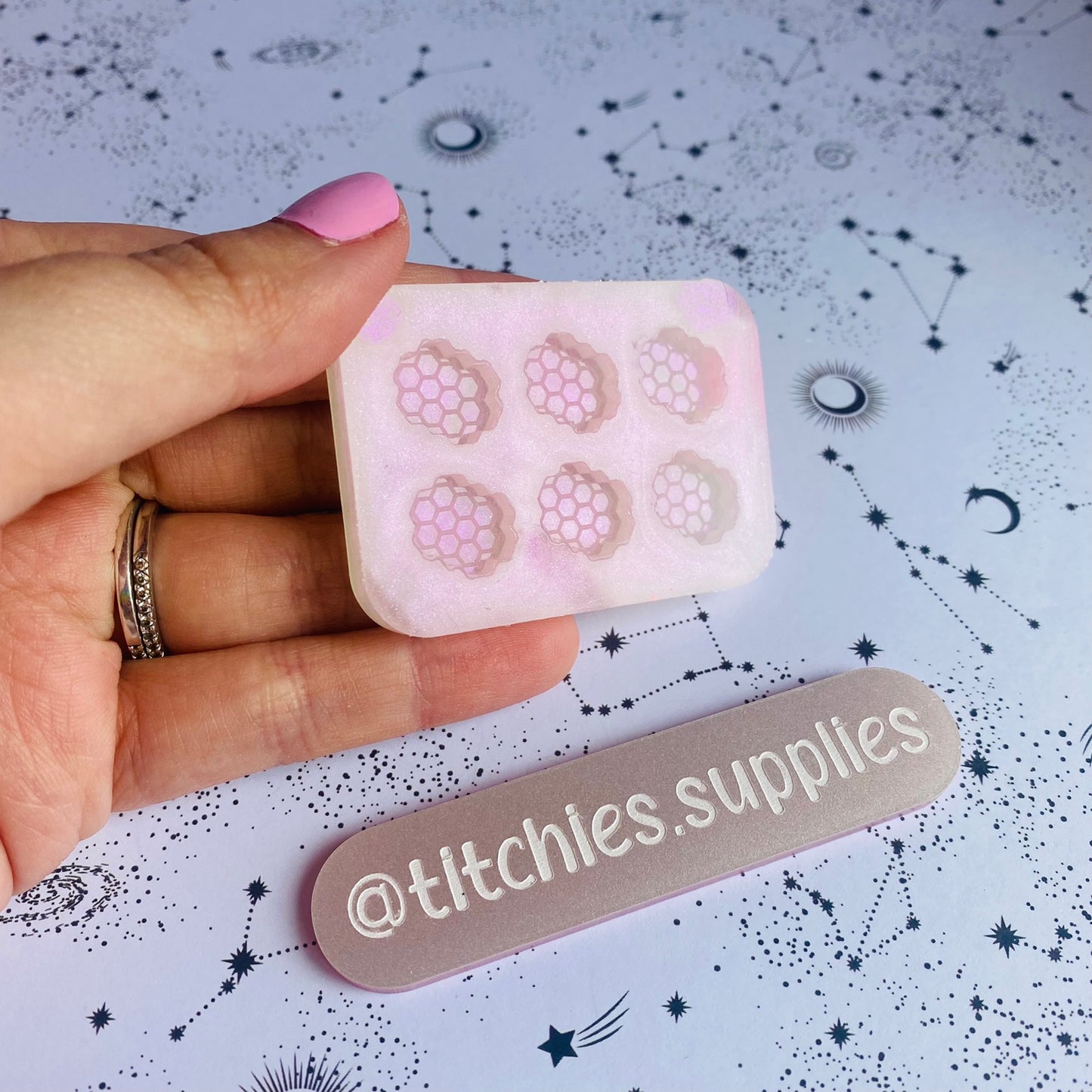Set of 6 x 1cm Studs/Shaker Fillers Mould - Honeycomb