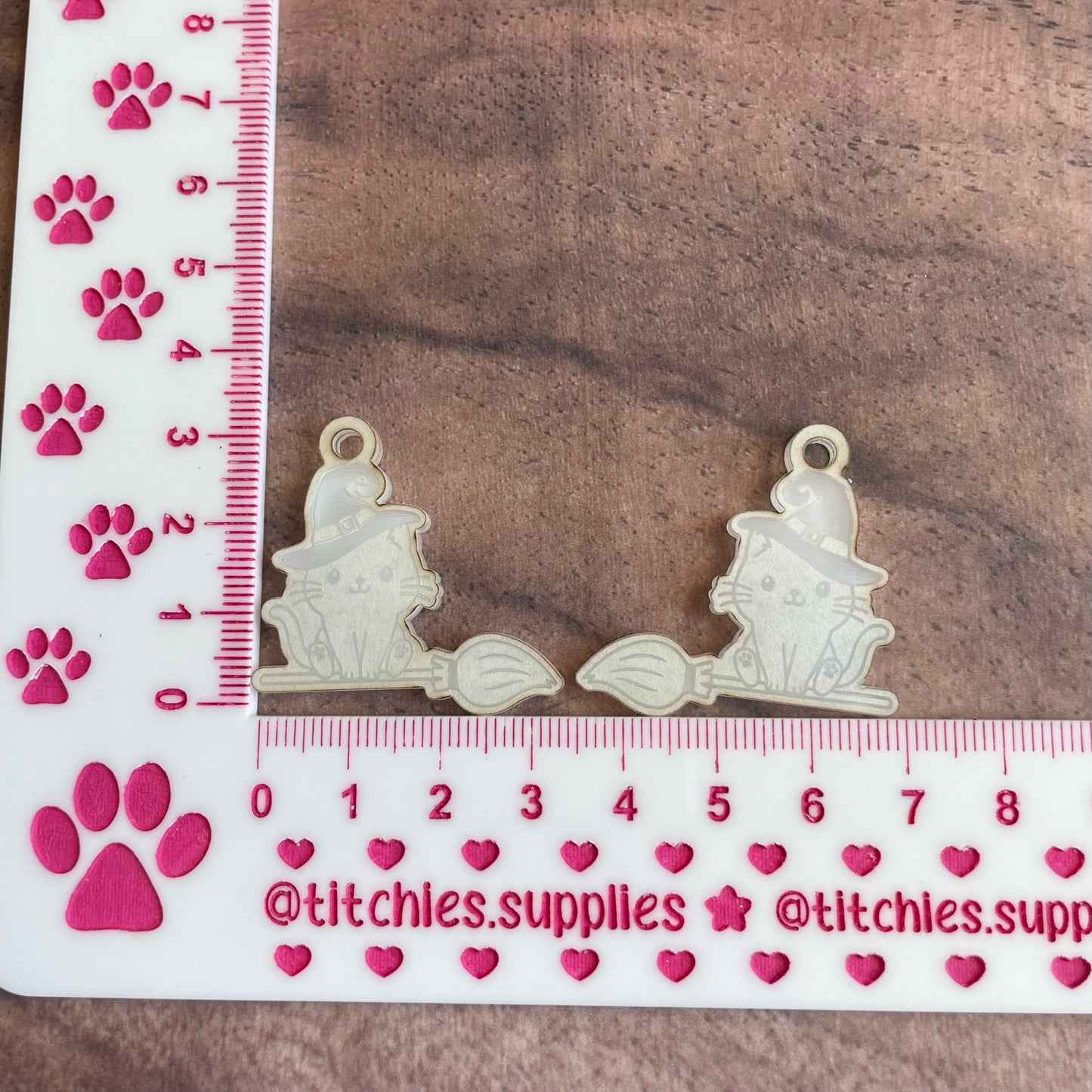 Witch Cat on a Broom Earring Mould