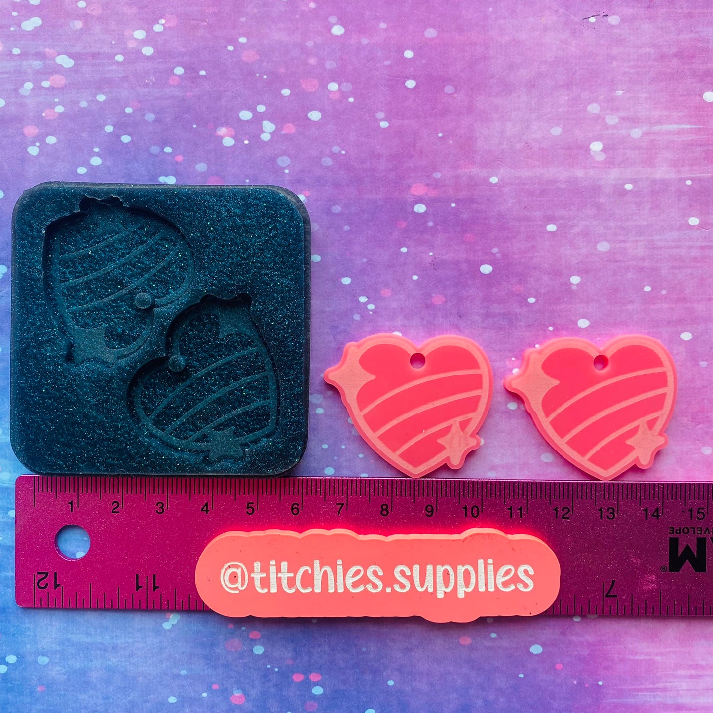Sparkle Hearts Earrings Mould