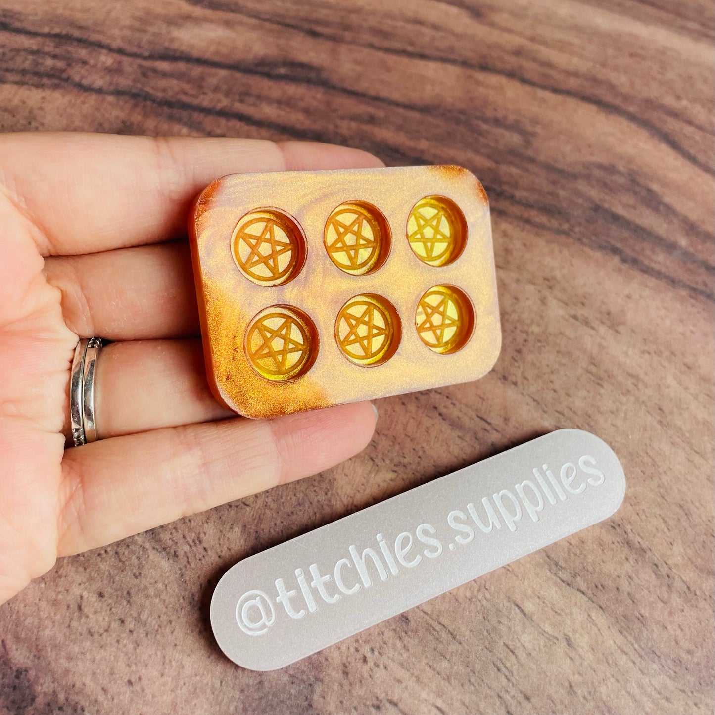 Set of 6 x 1cm Studs/Shaker Fillers Mould - Pentagram