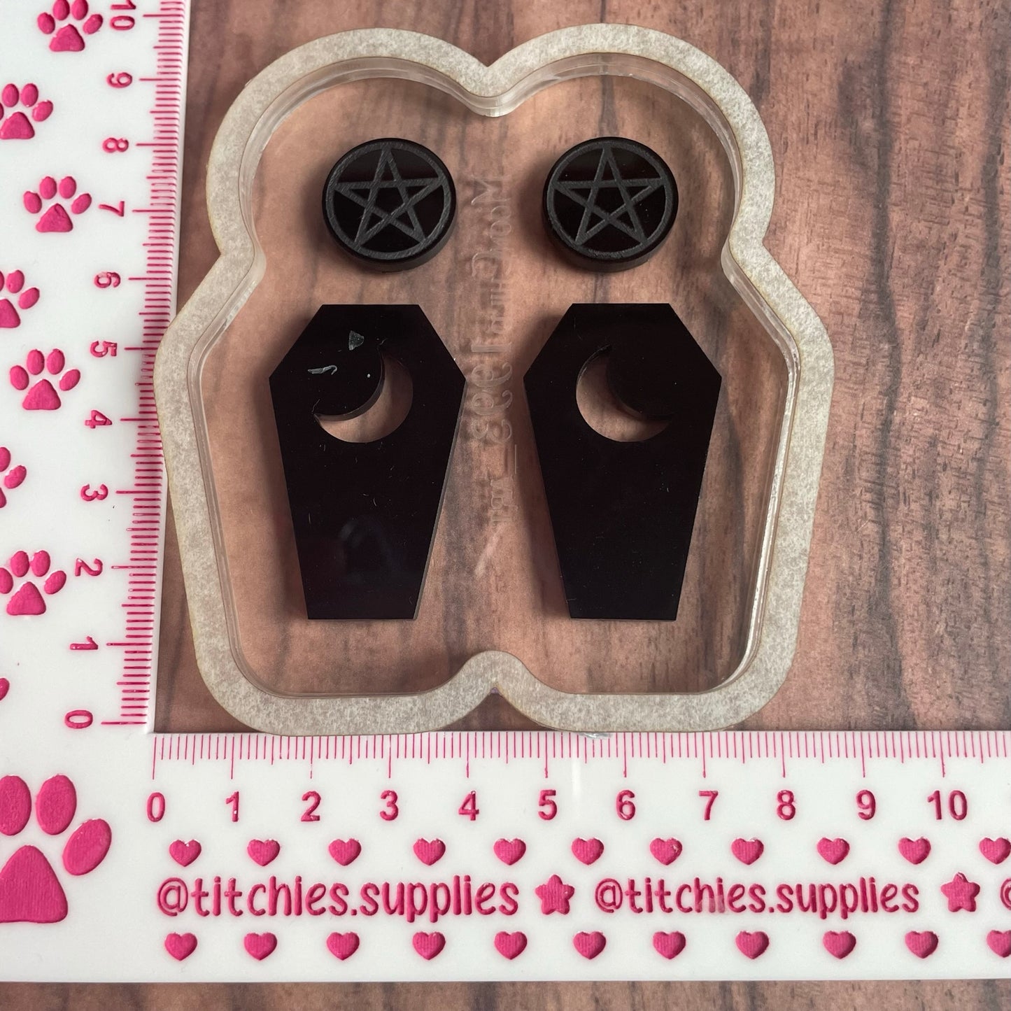 Moon Coffin and Pentagrams Earring Mould