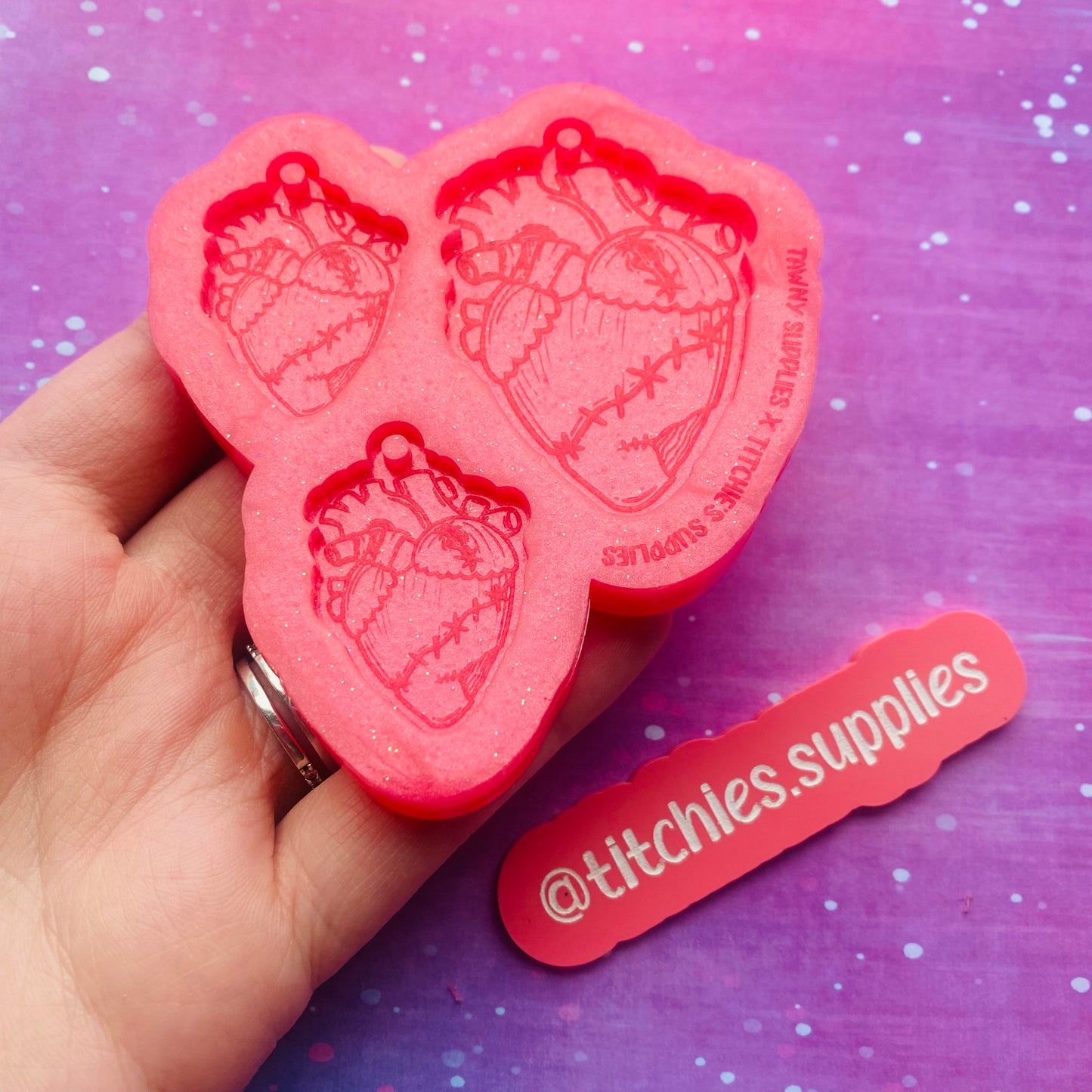 Exclusive Stitched Zombie Heart Earring and Pendant Mould
