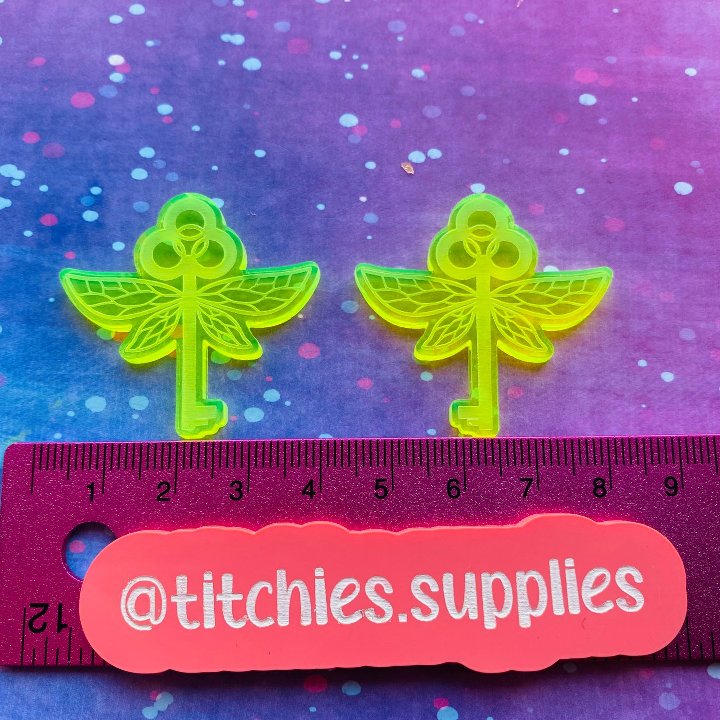 Winged Key Earrings Mould, No Loop